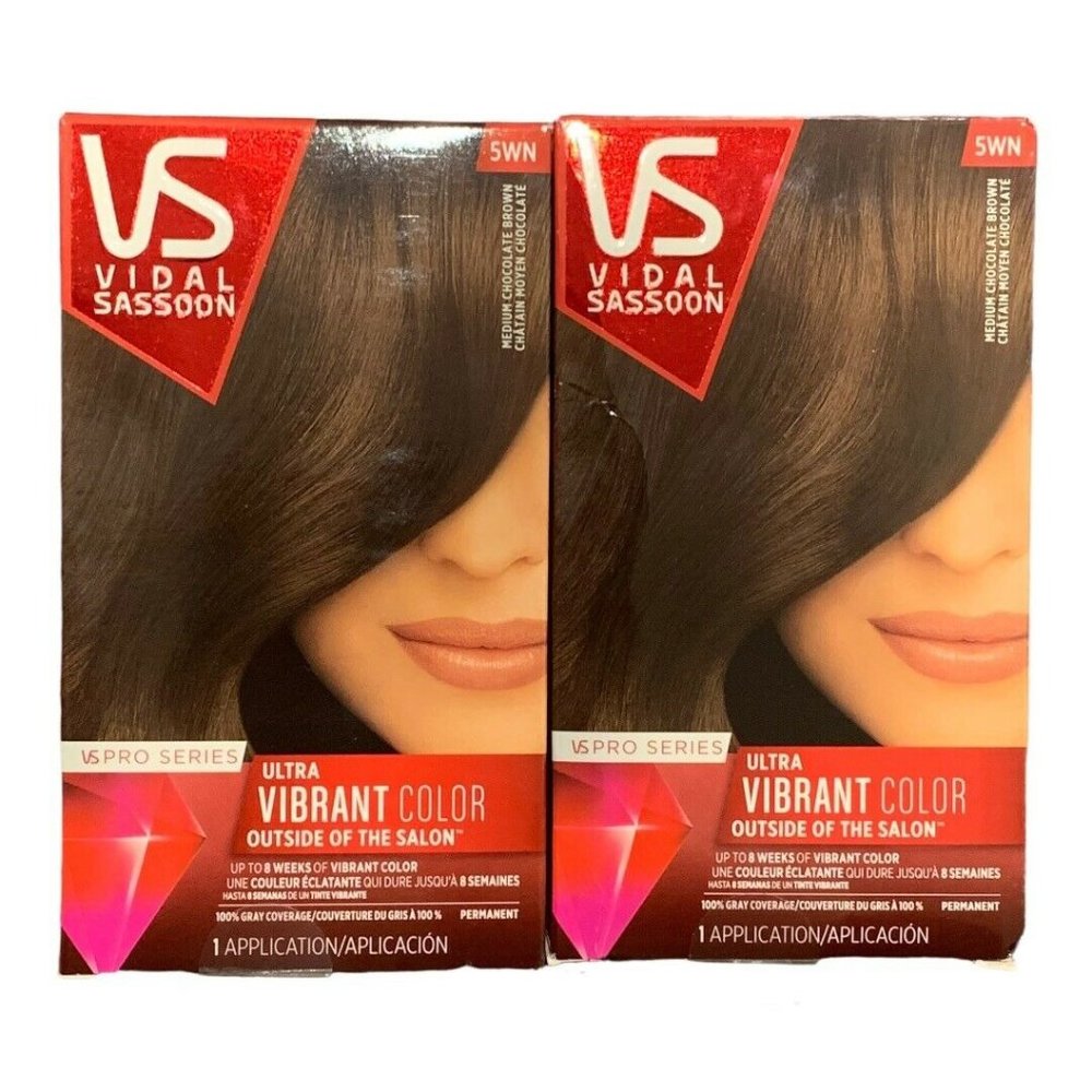 2x Vidal Sassoon 5WN Medium Chocolate Brown Pro Series Ultra Vibrant Color Hair